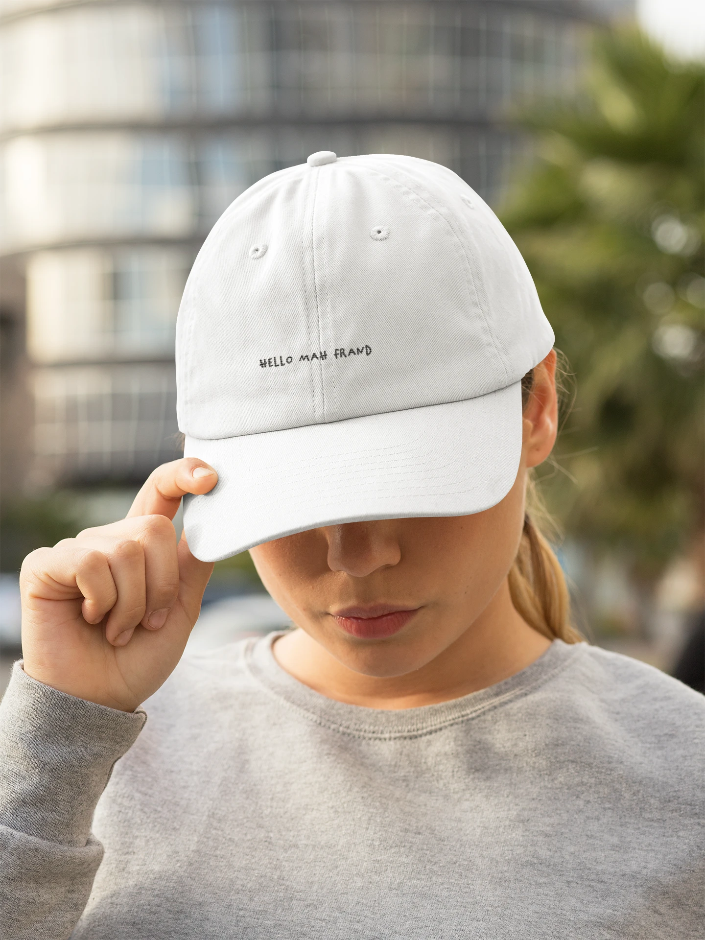 Hello Mah Frand Dad Hat | White